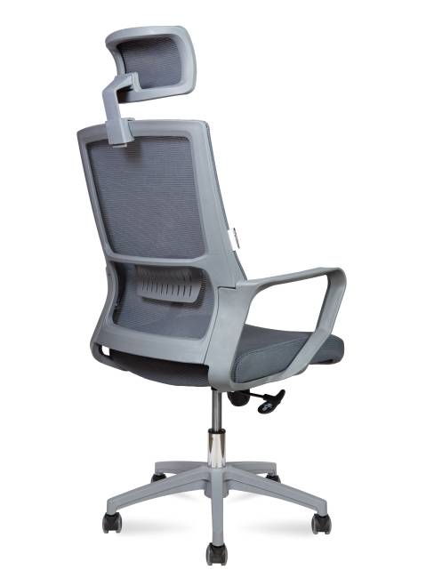 Кресло офисное / Max Grey / серый пластик / серая сетка / серая ткань