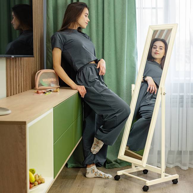 Зеркало напольное BeautyStyle 27 слоновая кость 135 см х 42,5 см