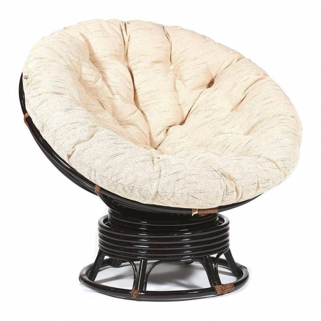 Кресло-качалка PAPASAN/ПАПАСАН w 23/01 B /с подушкой/ 115х78х104 см, Antique brown (античный черно-коричневый), ткань Старт Antique brown (античный черно-коричневый)