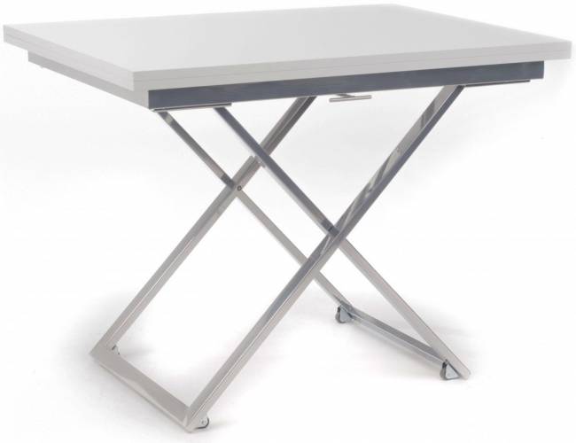 Стол-трансформер Левмар Compact G15/S59 белый глянец/ опоры серебро Стол-трансформер Левмар Compact G15/S59 белый глянец/ опоры серебро