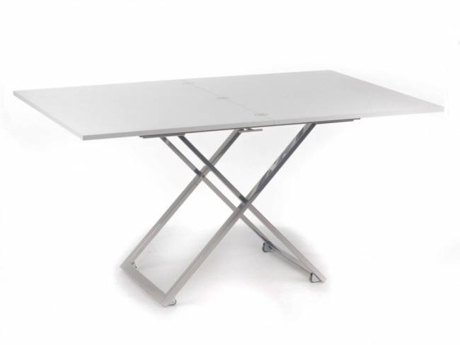 Стол-трансформер Левмар Compact G15/S59 белый глянец/ опоры серебро Стол-трансформер Левмар Compact G15/S59 белый глянец/ опоры серебро