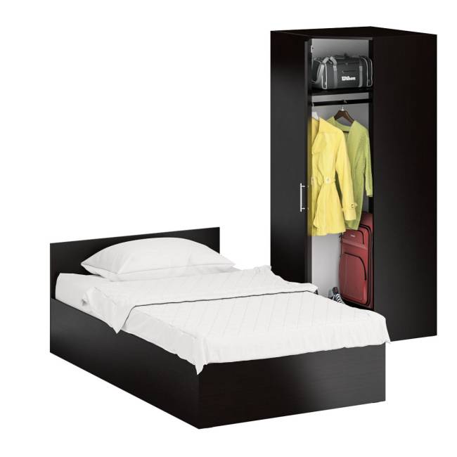 Кровать односпальная 1200 с угловым шкафом Стандарт цвет венге Кровать односпальная 1200 с угловым шкафом Стандарт цвет венге