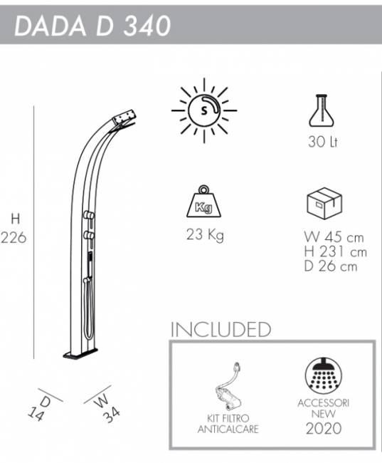 Душ солнечный Dada D 340 140х340х2260 мм Душ солнечный Dada D 340 140х340х2260 мм