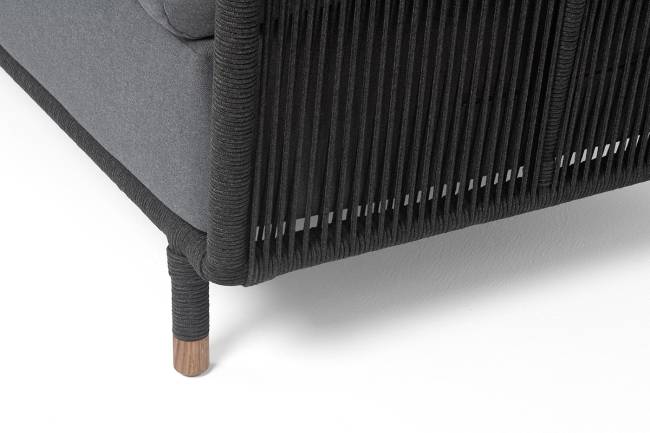 "Верона" правый-угол модуль плетеный из роупа, каркас алюминий темно-серый (RAL7024) муар, роуп темно-серый круглый, ткань темно-серая 027, L220х89