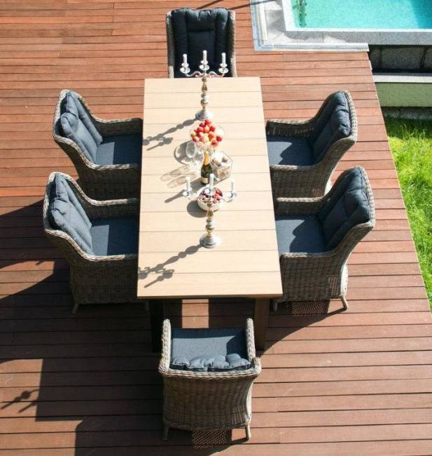 Набор: стол ПАРКЛЭНД (коричневый) + кресло БЕРГАМО 6 шт. (цвет коричневый)