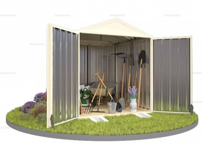 Хозблок SKOGGY секционный с двускатной крышей 2 х 2 м, слоновая кость Хозблок SKOGGY секционный с двускатной крышей 2 х 2 м, слоновая кость