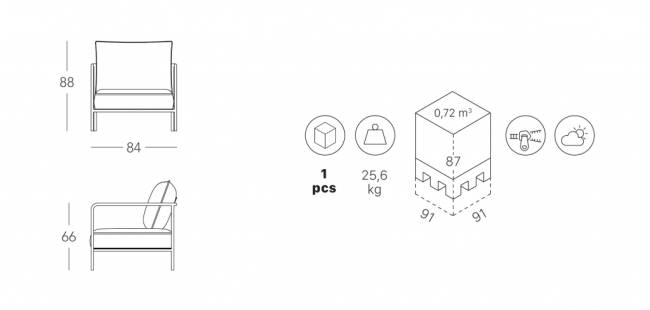 Кресло лаунж c подушкой Flap карамельный, ржавый 840х840х880 мм Кресло лаунж c подушкой Flap карамельный, ржавый 840х840х880 мм