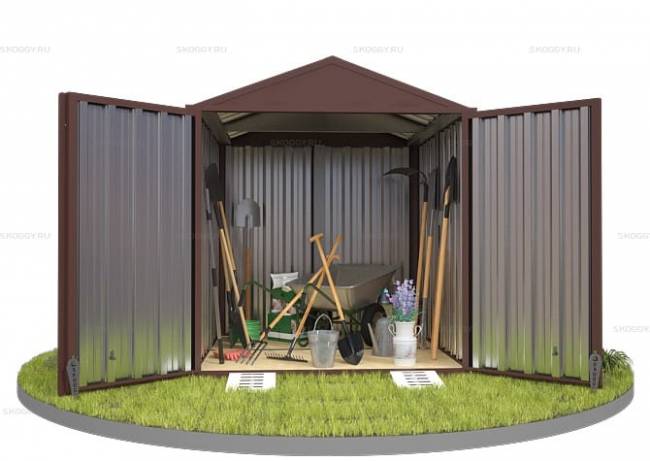 Хозблок SKOGGY секционный с двускатной крышей 2 х 2 м, шоколадный Хозблок SKOGGY секционный с двускатной крышей 2 х 2 м, шоколадный