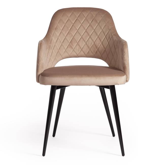 Кресло Валькириа/Valkyria (мод. 711) ткань/металл, 55х55х80см, бежевый бархат 5/черный (Комплект из 4 шт.) бежевый ткань/металл