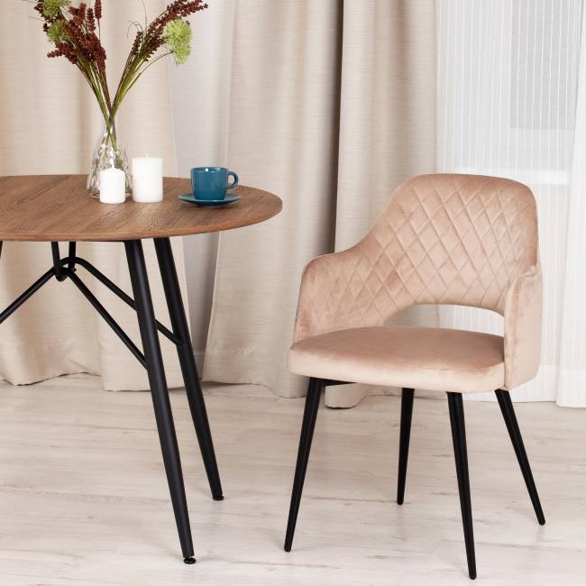 Кресло Валькириа/Valkyria (мод. 711) ткань/металл, 55х55х80см, бежевый бархат 5/черный (Комплект из 4 шт.) бежевый ткань/металл