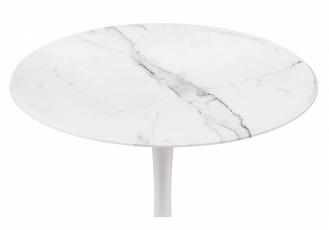 Стол деревянный Тулип 80х73 мрамор белый / белый