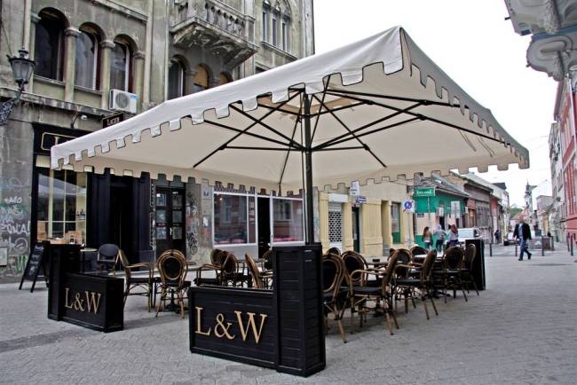 Зонт профессиональный телескопический 4х4 м Capri Dark антрацит, слоновая кость 4000х4000 мм