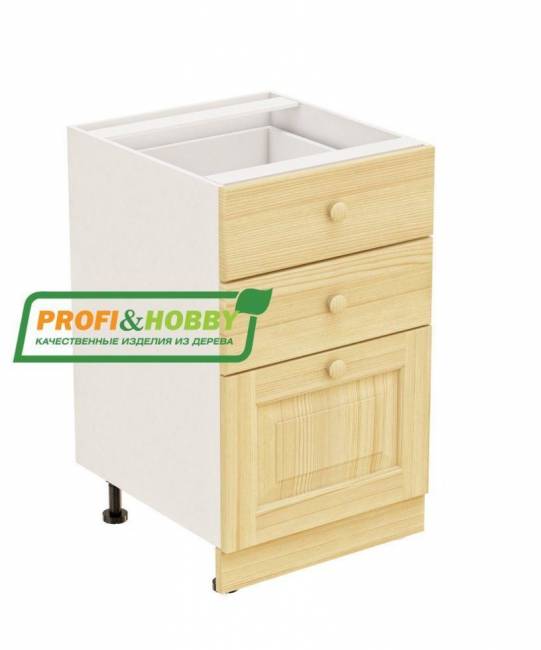 Тумба 3 ящика 500х530х720 + фасад сосна без покраски Тумба 3 ящика 500х530х720 + фасад сосна без покраски