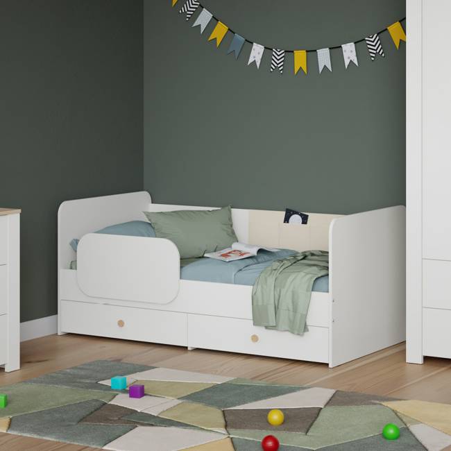 Кровать детская с ящиками Джастин 11.55 цвет белый шагрень Кровать детская с ящиками Джастин 11.55 цвет белый шагрень