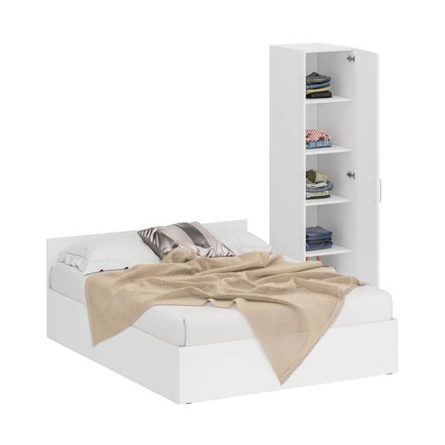 Кровать белая двуспальная 1600 с пеналом Стандарт цвет белый Кровать белая двуспальная 1600 с пеналом Стандарт цвет белый