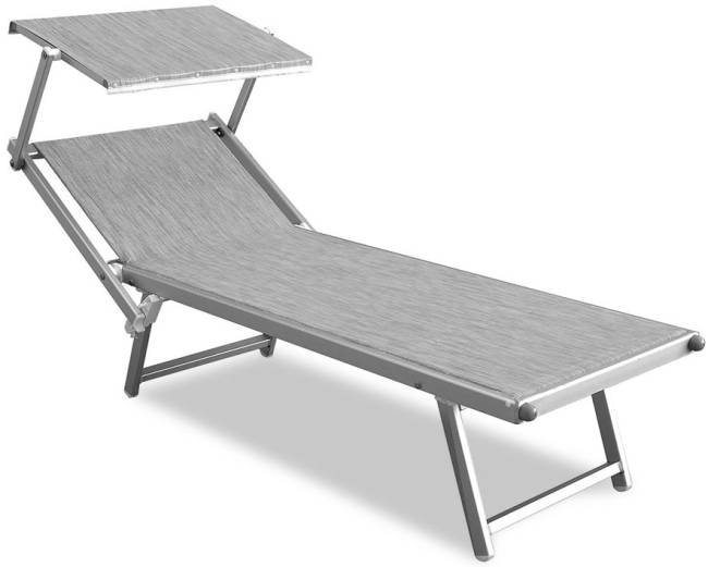 Шезлонг-лежак металлический Big серебристый 2040х840х470 мм