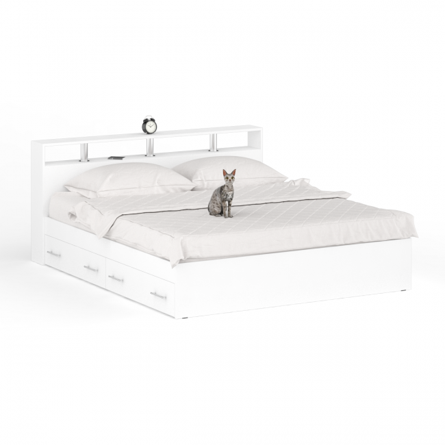 Кровать с ящиками 1800 Камелия + две тумбы цвет белый Кровать с ящиками 1800 Камелия + две тумбы цвет белый