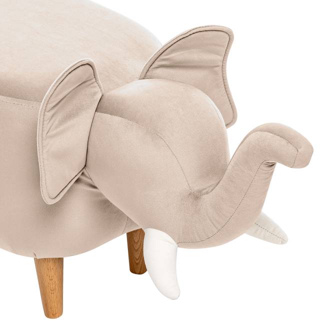 Пуф Leset Слоник V18 бежевый, компаньон V01 белый Бук