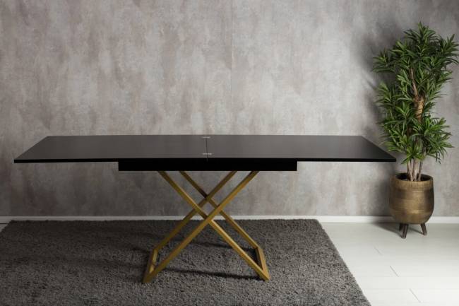 Стол-трансформер Левмар Cross G27/S90 Черный глянец/золото