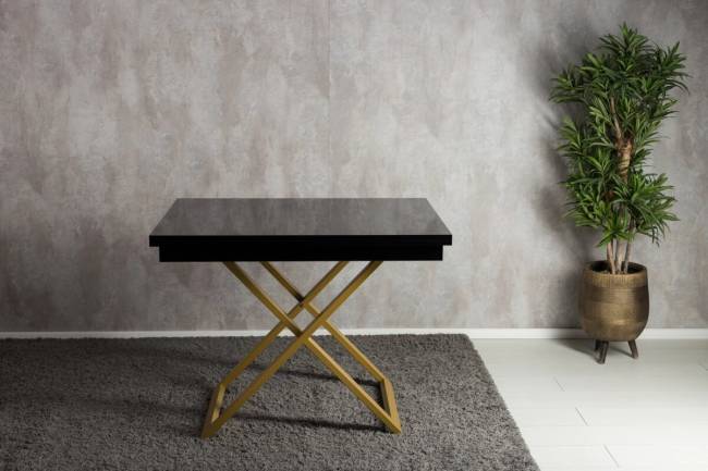 Стол-трансформер Левмар Cross G27/S90 Черный глянец/золото