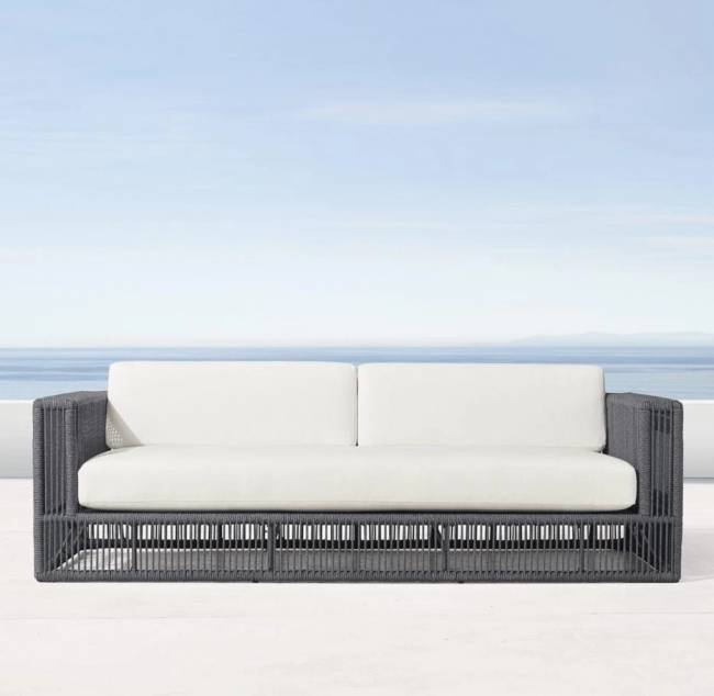 Диван размер Х "Канцлер" из искусственного ротанга, коричневый, темно-серый, белый