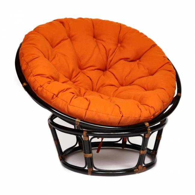 Кресло PAPASAN/ПАПАСАН 23/01 W /с подушкой/ диаметр подушки 122 см, 115х101х104 см, Antique brown (античный черно-коричневый), ткань Оранжевый, Antique brown (античный черно-коричневый) Кресло PAPASAN/ПАПАСАН 23/01 W /с подушкой/ диаметр подушки 122 см, 115х101х104 см, Antique brown (античный черно-коричневый), ткань Оранжевый, Antique brown (античный черно-коричневый)