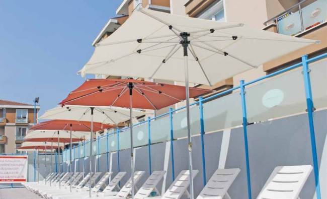 Зонт пляжный профессиональный 2х2 м Kiwi Clips бежевый 2000х2000 мм