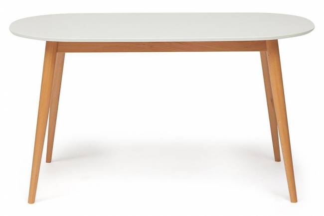 Стол обеденный MAX (Макс) основание бук, столешница мдф, 140 х 80 х 75см, Белый+Натуральный ( Бук) Белый+Натуральный ( Бук) основание бук, столешница мдф