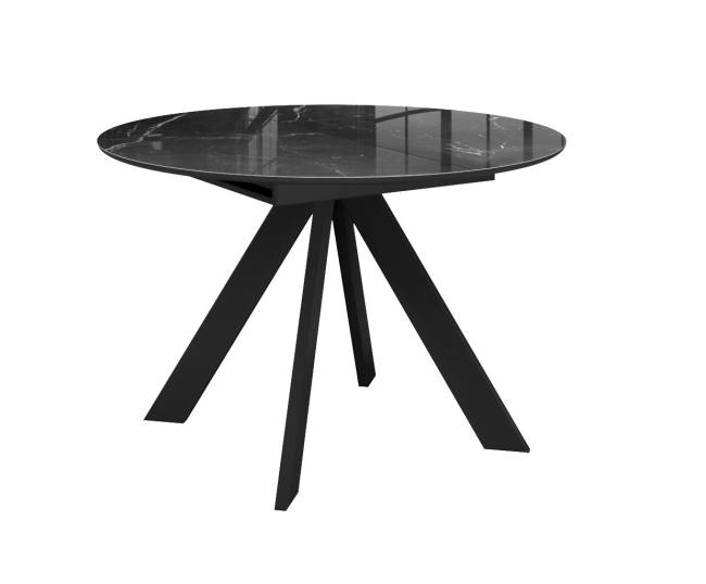 Стол DikLine SFC110 d1100 стекло Оптивайт Черный мрамор/подстолье черное/опоры черные