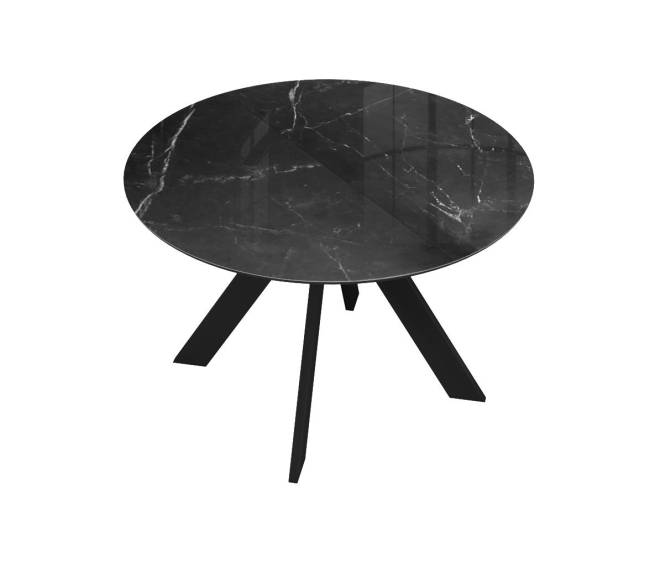 Стол DikLine SFC110 d1100 стекло Оптивайт Черный мрамор/подстолье черное/опоры черные