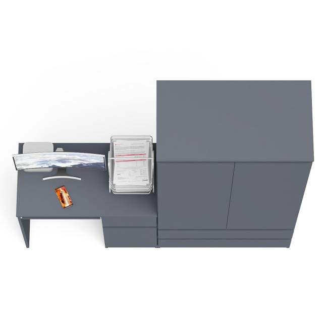 Шкаф-комод Мори МШ900 2 ящика с компьютерным столом МС-1 правым Мори цвет графит
