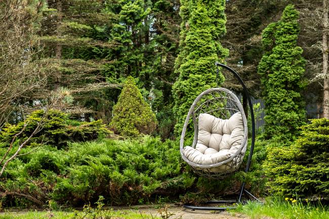 "Венеция" подвесное кресло-кокон из искусственного ротанга, цвет серый с бежевой подушкой "Венеция" подвесное кресло-кокон из искусственного ротанга, цвет серый с бежевой подушкой