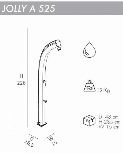 Душ уличный Jolly A 525 зеленый 165х150х2260 мм Душ уличный Jolly A 525 зеленый 165х150х2260 мм