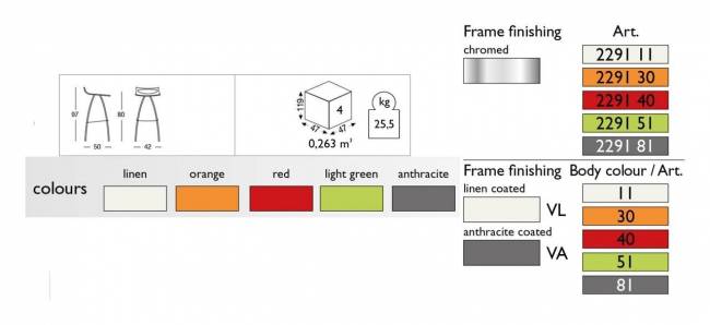 Стул барный пластиковый Diablito хром, оранжевый 420х500х970 мм Стул барный пластиковый Diablito хром, оранжевый 420х500х970 мм