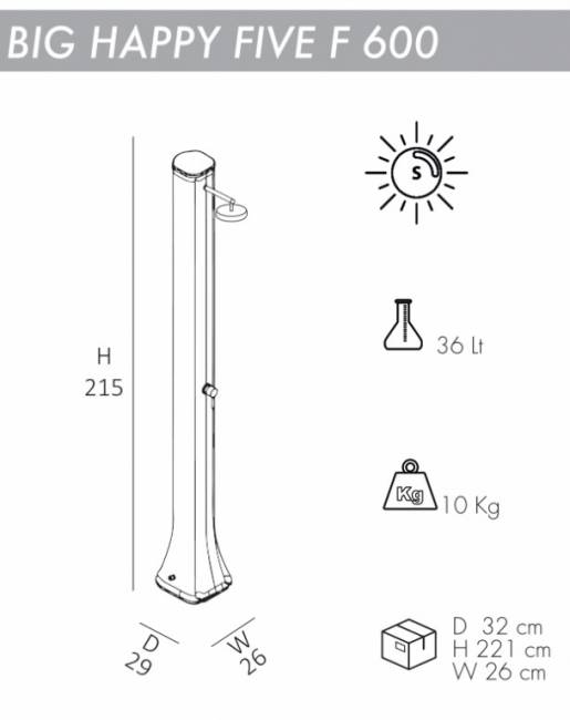 Душ солнечный Big Happy Five F 600 антрацит 290х260х2150 мм Душ солнечный Big Happy Five F 600 антрацит 290х260х2150 мм
