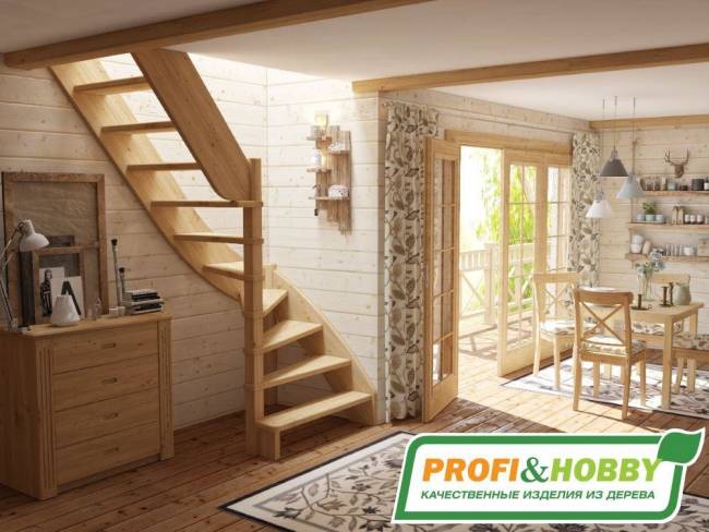 Деревянная лестница ЛС-92м под покраску Деревянная лестница ЛС-92м под покраску
