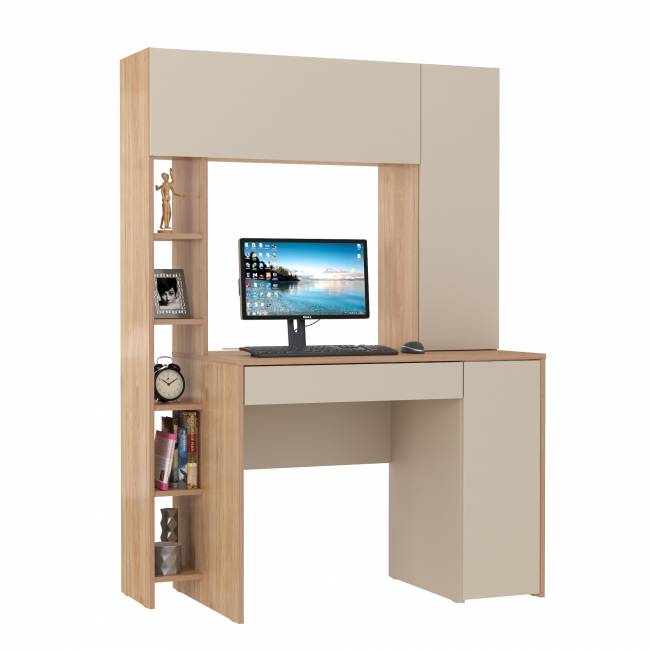 Компьютерный стол с системой хранения Комфорт 12.71 цвет гикори рокфорд натуральный/сатин Компьютерный стол с системой хранения Комфорт 12.71 цвет гикори рокфорд натуральный/сатин