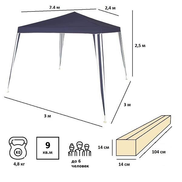 Тент садовый Green Glade 1022 2,4х2,4м/3x3x2,5м полиэстер