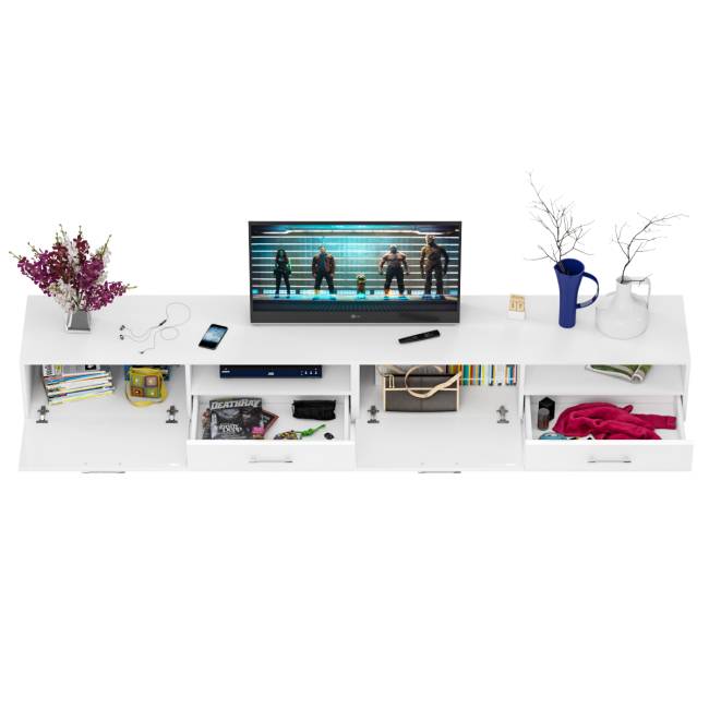 Тумба под ТВ Ларго 2,8 цвет белый/белый глянец