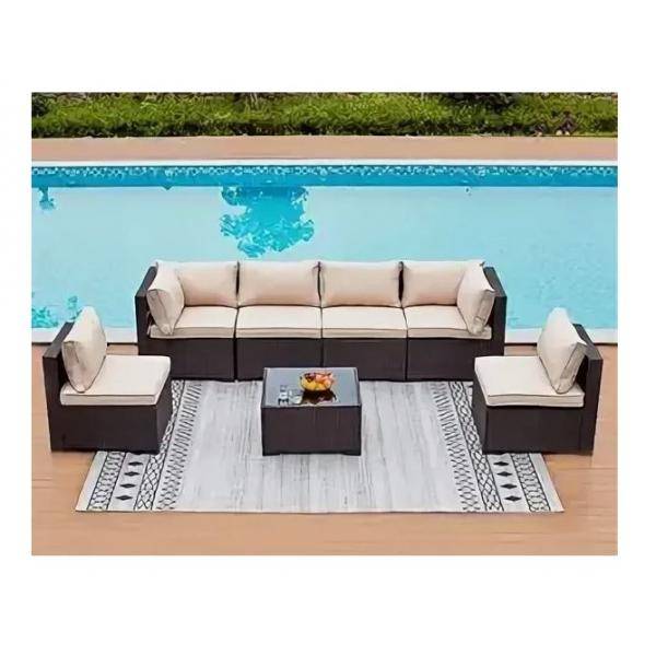 Плетеный модульный диван из искусственного ротанга YR822B Brown-Beige