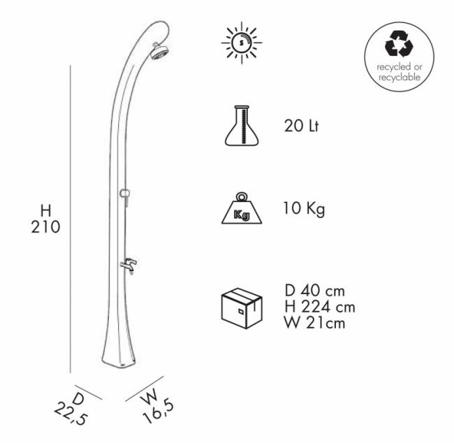Душ солнечный Happy One F 120 зеленый 165х225х2100 мм Душ солнечный Happy One F 120 зеленый 165х225х2100 мм