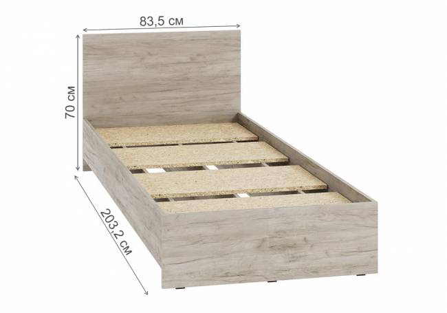 Кровать Адайн КР-080 80х200 дуб крафт серый / дуб крафт серый